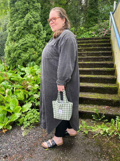 ruudullinen söpö pikkukassi mini totebag eväskassi